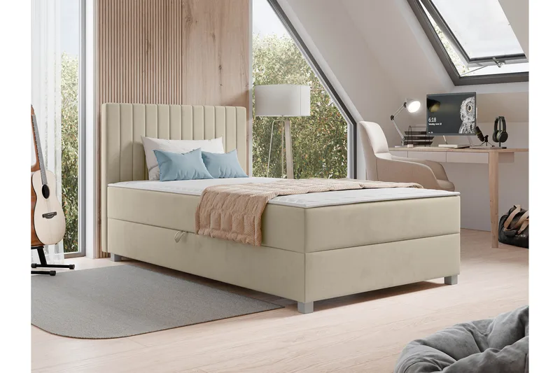 Veyran Sängpaket Kontinentalsäng med Förvaring 120x200 cm - Beige - Möbler - Säng - Komplett sängpaket