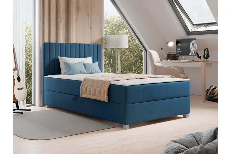 Veyran Sängpaket Kontinentalsäng med Förvaring 120x200 cm - Blå - Möbler - Säng - Komplett sängpaket