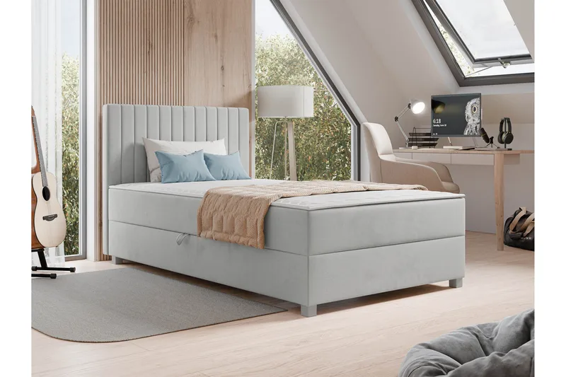 Veyran Sängpaket Kontinentalsäng med Förvaring 120x200 cm - Grå - Möbler - Säng - Komplett sängpaket