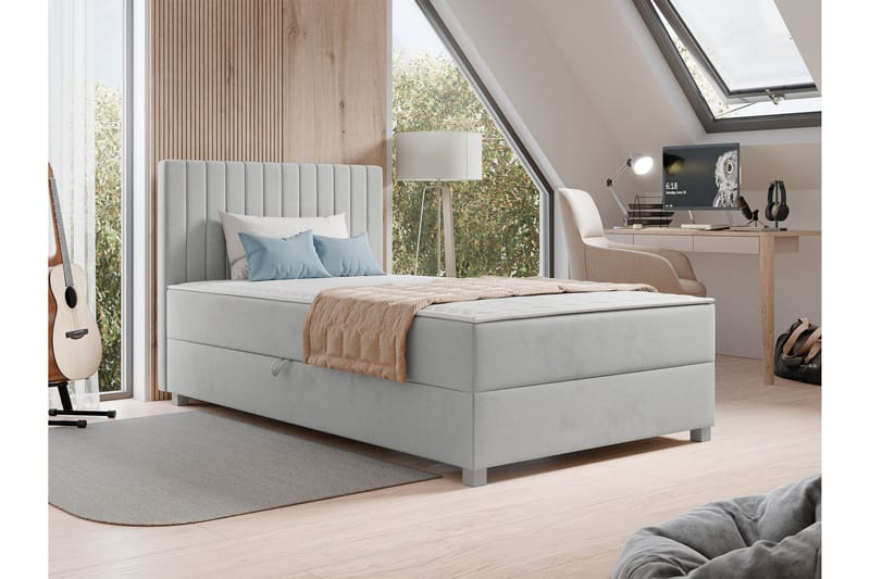 Veyran Sängpaket Kontinentalsäng med Förvaring 120x200 cm - Grå - Möbler - Säng - Komplett sängpaket