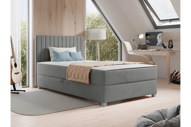 Veyran Sängpaket Kontinentalsäng med Förvaring 120x200 cm - Grå - Möbler - Säng - Komplett sängpaket