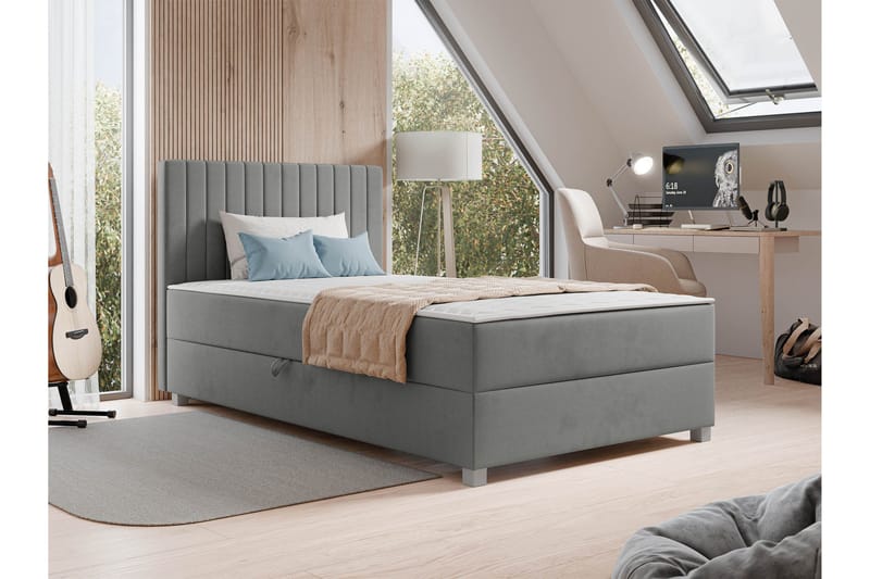 Veyran Sängpaket Kontinentalsäng med Förvaring 120x200 cm - Grå - Möbler - Säng - Komplett sängpaket