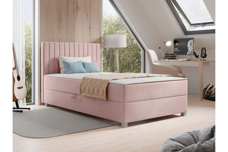 Veyran Sängpaket Kontinentalsäng med Förvaring 120x200 cm - Rosa - Möbler - Säng - Komplett sängpaket