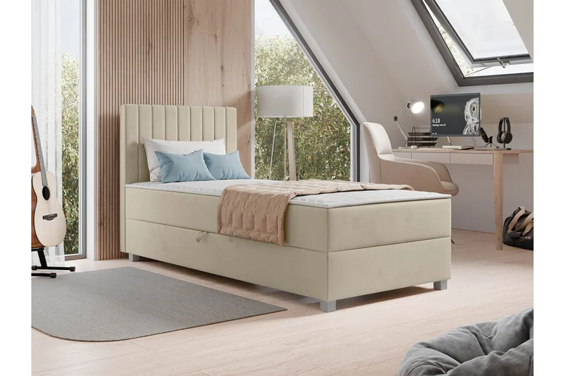 Veyran Sängpaket Kontinentalsäng med Förvaring 90x200 cm - Beige - Möbler - Säng - Komplett sängpaket