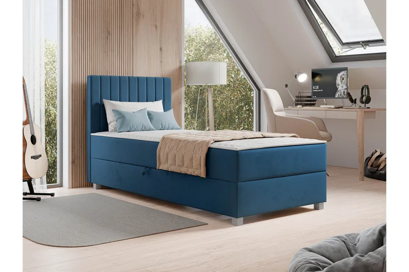 Veyran Sängpaket Kontinentalsäng med Förvaring 90x200 cm - Blå - Möbler - Säng - Komplett sängpaket