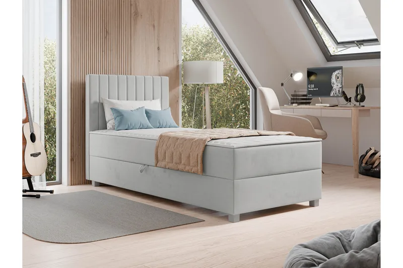 Veyran Sängpaket Kontinentalsäng med Förvaring 90x200 cm - Grå - Möbler - Säng - Komplett sängpaket