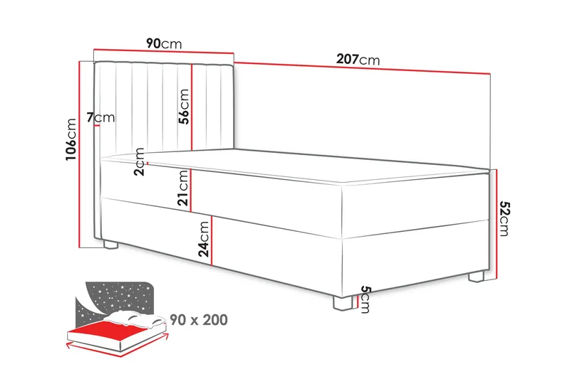 Veyran Sängpaket Kontinentalsäng med Förvaring 90x200 cm - Rosa - Möbler - Säng - Komplett sängpaket