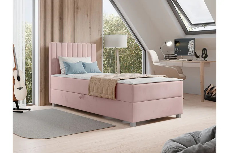 Veyran Sängpaket Kontinentalsäng med Förvaring 90x200 cm - Rosa - Möbler - Säng - Komplett sängpaket