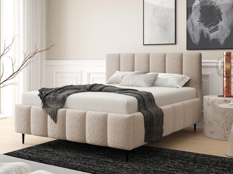 Vinvik Sängram med förvaring 140x200 cm - beige - Möbler - Säng - Sängram & sängstomme