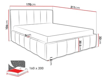 Vinvik Sängram med förvaring 160x200 cm - Lambi 03 - Möbler - Säng - Sängram & sängstomme