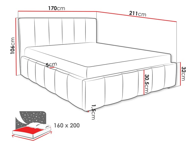 Vinvik Sängram med förvaring 160x200 cm - vit - Möbler - Säng - Sängram & sängstomme