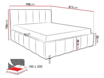Vinvik Sängram med förvaring 180x200 cm - grå - Möbler - Säng - Sängram & sängstomme