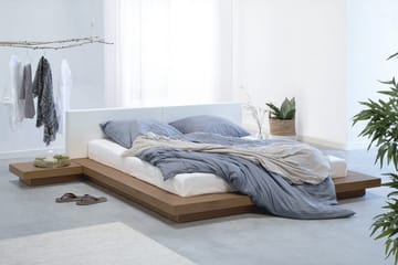 Zen Komplett Sängpaket – Dubbelsäng 160x200 cm i Trä med Sänggavel + Bäddmadrass - Vit - Möbler - Säng - Sängram & sängstomme