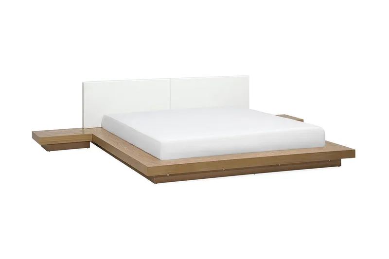 Zen Komplett Sängpaket – Dubbelsäng 160x200 cm i Trä med Sänggavel + Bäddmadrass, Vit