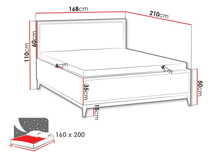 Zeylor Sängram 160x200 cm - Beige - Möbler - Säng - Sängram & sängstomme