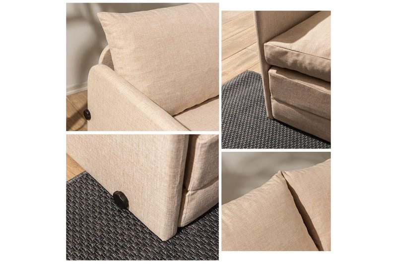2-sits bäddsoffa Rubby (128 x 70 x 66 cm) Beige - Beige - Möbler - Soffa - Bäddsoffa