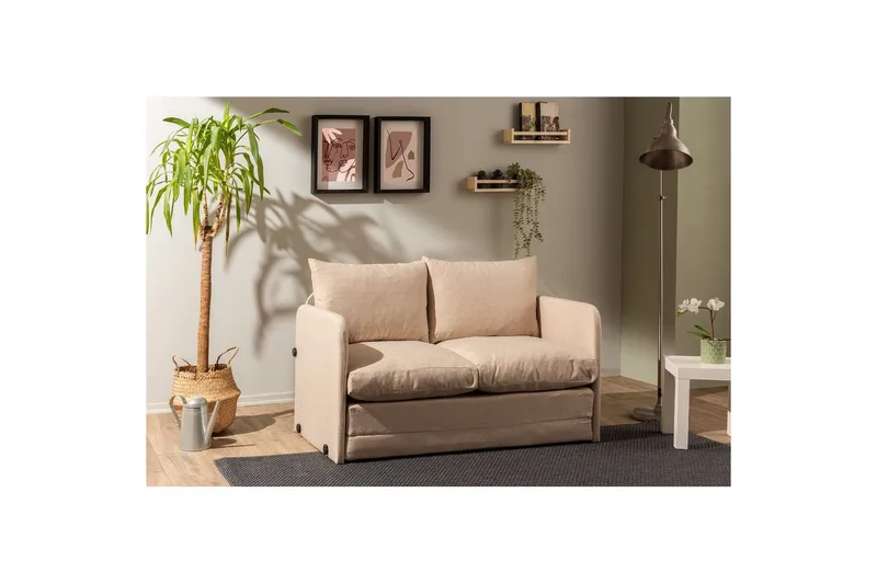 2-sits bäddsoffa Rubby (128 x 70 x 66 cm) Beige - Beige - Möbler - Soffa - Bäddsoffa