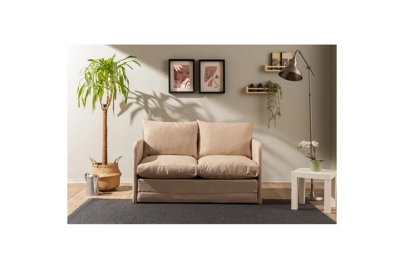 2-sits bäddsoffa Rubby (128 x 70 x 66 cm) Beige - Beige - Möbler - Soffa - Bäddsoffa