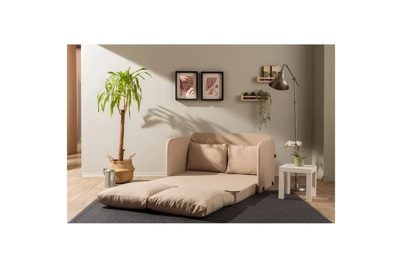 2-sits bäddsoffa Rubby (128 x 70 x 66 cm) Beige - Beige - Möbler - Soffa - Bäddsoffa