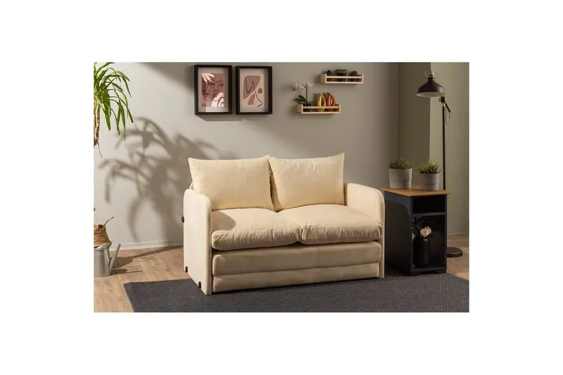 2-sits bäddsoffa Rubby (128 x 70 x 66 cm) Grädde - Grädde - Möbler - Soffa - Bäddsoffa