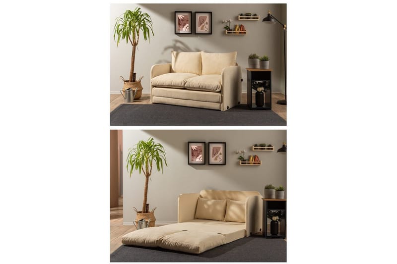 2-sits bäddsoffa Rubby (128 x 70 x 66 cm) Grädde - Grädde - Möbler - Soffa - Bäddsoffa