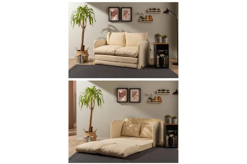 2-sits bäddsoffa Rubby (128 x 70 x 66 cm) Grädde - Grädde - Möbler - Soffa - Bäddsoffa