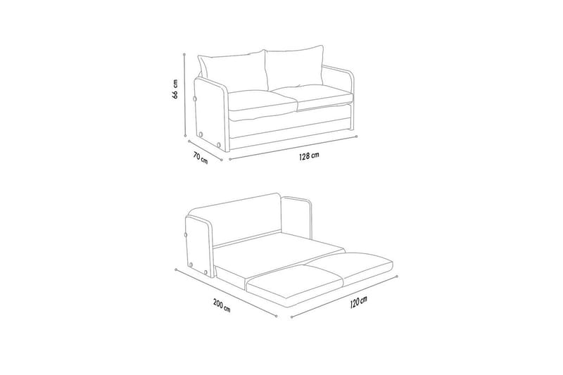 2-sits bäddsoffa Rubby (128 x 70 x 66 cm) Grädde - Grädde - Möbler - Soffa - Bäddsoffa