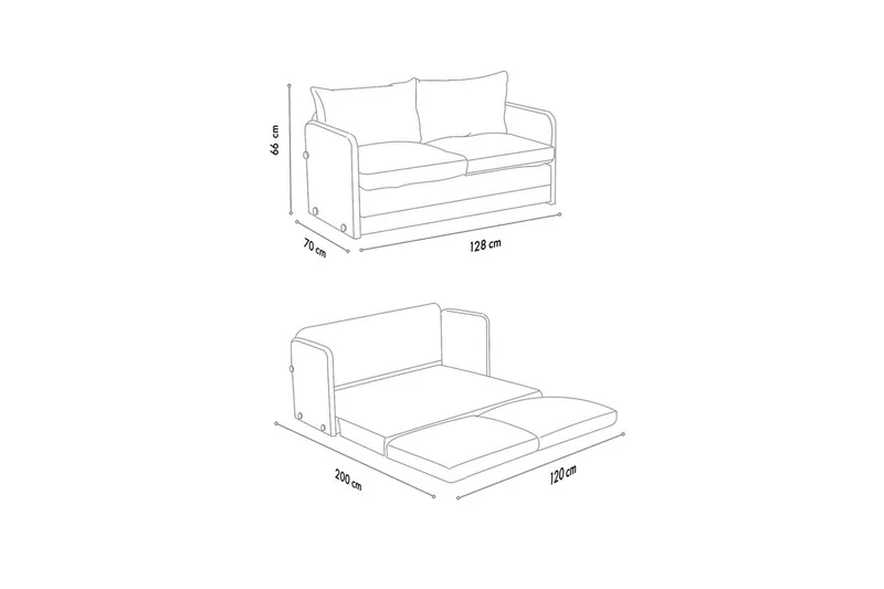 2-sits bäddsoffa Rubby (128 x 70 x 66 cm) Grädde - Grädde - Möbler - Soffa - Bäddsoffa