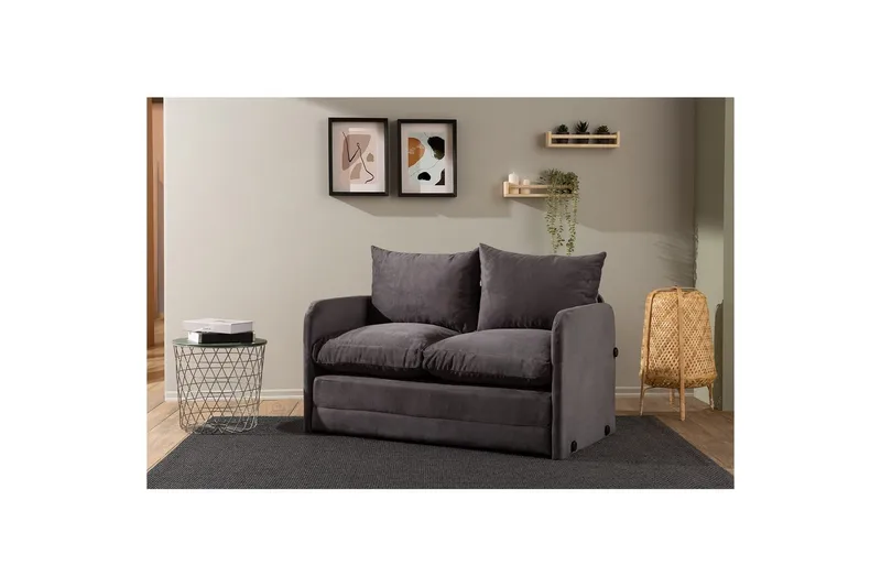 2-sits bäddsoffa Rubby (128 x 70 x 66 cm) Grå - Grå - Möbler - Soffa - Bäddsoffa