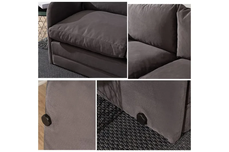 2-sits bäddsoffa Rubby (128 x 70 x 66 cm) Grå - Grå - Möbler - Soffa - Bäddsoffa