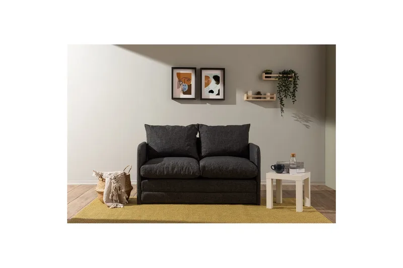2-sits bäddsoffa Rubby (128 x 70 x 66 cm) Mörkgrå - Mörkgrå - Möbler - Soffa - Bäddsoffa
