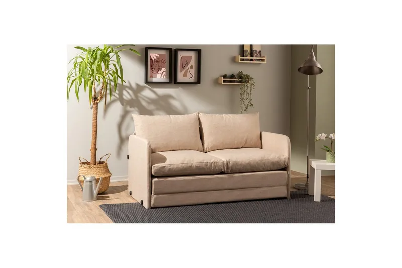 2-sits bäddsoffa Rubby (148 x 70 x 66 cm) Beige - Beige - Möbler - Soffa - Bäddsoffa