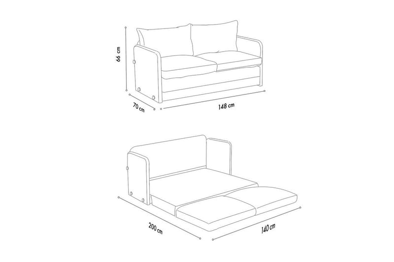 2-sits bäddsoffa Rubby (148 x 70 x 66 cm) Beige - Beige - Möbler - Soffa - Bäddsoffa