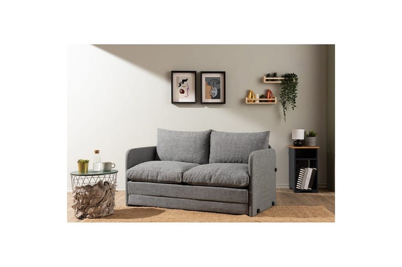 2-sits bäddsoffa Rubby (148 x 70 x 66 cm) Ljusgrå - Ljusgrå - Möbler - Soffa - Bäddsoffa