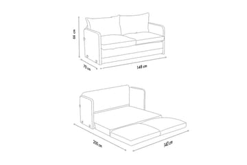 2-sits bäddsoffa Rubby (148 x 70 x 66 cm) Petrolgrön - Petrolgrön - Möbler - Soffa - Bäddsoffa