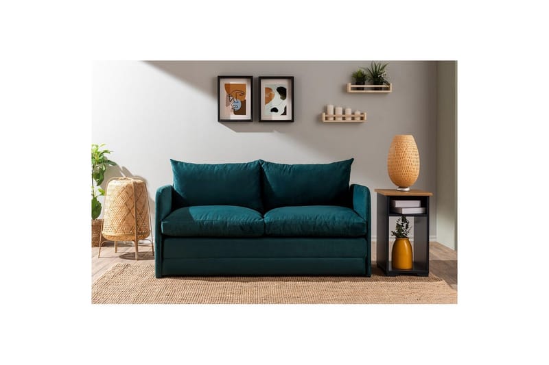 2-sits bäddsoffa Rubby (148 x 70 x 66 cm) Petrolgrön - Petrolgrön - Möbler - Soffa - Bäddsoffa