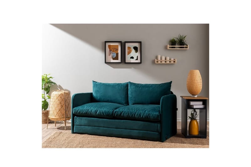 2-sits bäddsoffa Rubby (148 x 70 x 66 cm) Petrolgrön - Petrolgrön - Möbler - Soffa - Bäddsoffa