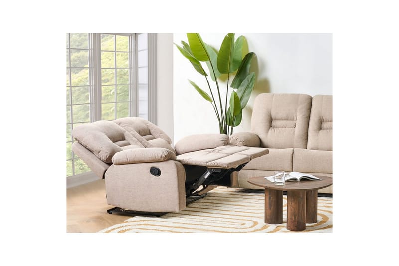 2-sits Reclinersoffa manuell Bergen Beige, svart - Beige, svart - Möbler - Soffa - Biosoffa & reclinersoffa - 2 sits biosoffa & reclinersoffa