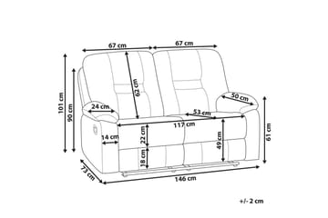 2-sits Reclinersoffa manuell Bergen II - Möbler - Soffa - Biosoffa & reclinersoffa - 2 sits biosoffa & reclinersoffa
