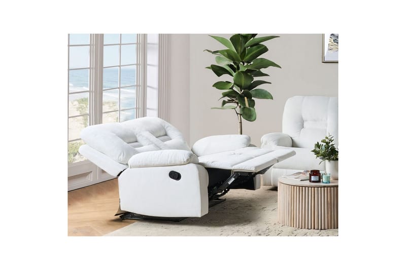 2-sits Reclinersoffa manuell Bergen Vit, Svart - Vit, Svart - Möbler - Soffa - Biosoffa & reclinersoffa