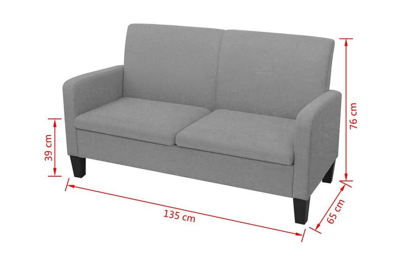 2-sitssoffa 135x65x76 cm ljusgrå - Grå - 2 sits soffa