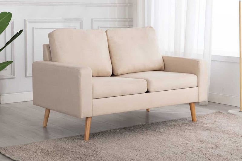2-sitssoffa gräddvit tyg - Vit - Möbler - Soffa - 2 sits soffa