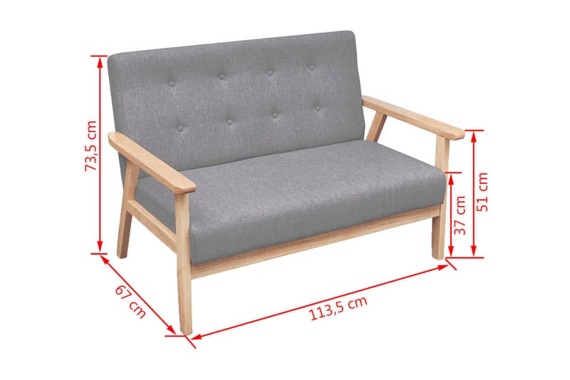 2-sitssoffa tyg ljusgrå - Grå - Möbler - Soffa - 2 sits soffa