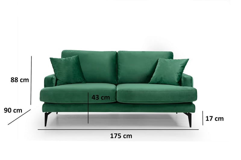 Andary 2-sits Soffa - Grön/Svart - Möbler - Soffa - 2 sits soffa