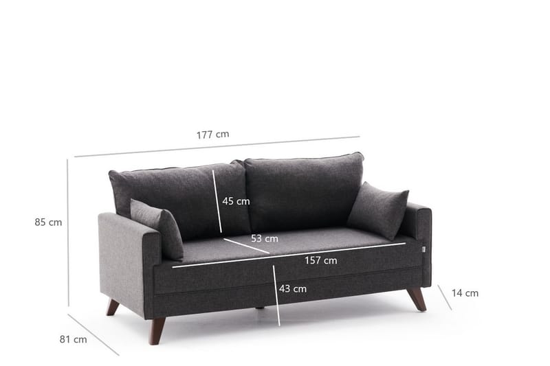Antigua 2-sits Soffa - Antracit/Natur - Möbler - Soffa - 2 sits soffa