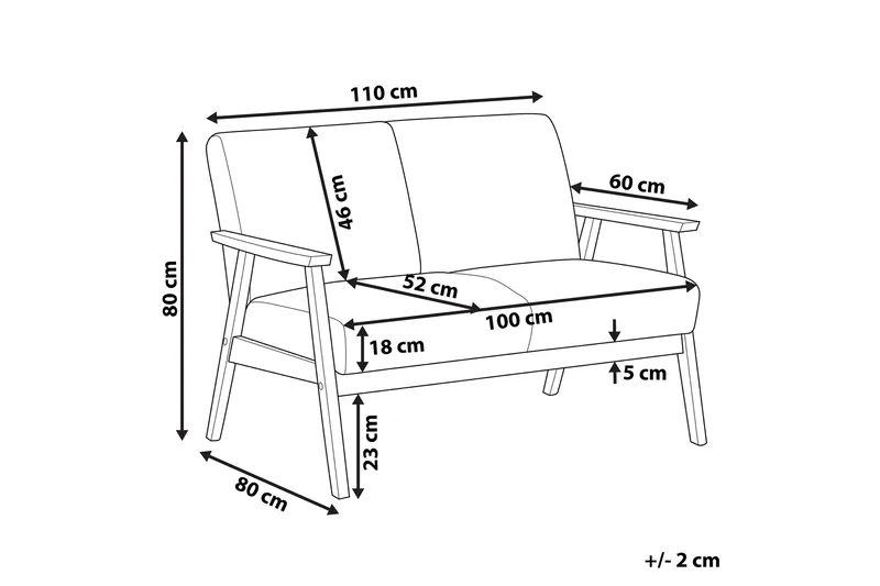 Asnes 2-sits Soffa i Tyg med Träram - Brun - Möbler - Soffa - 2 sits soffa