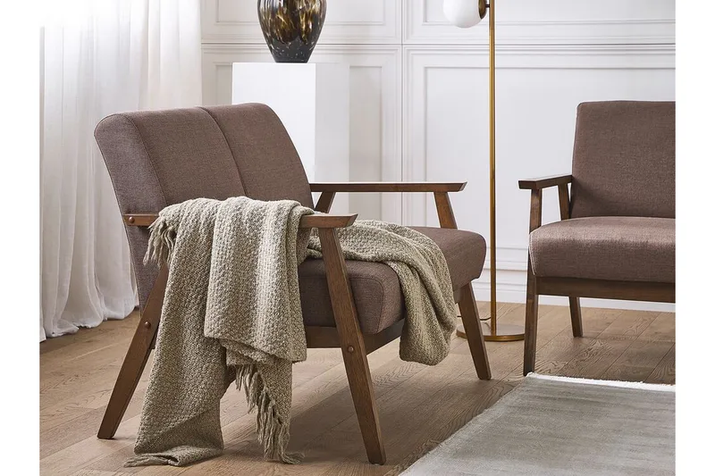 Asnes 2-sits Soffa i Tyg med Träram - Brun - Möbler - Soffa - 2 sits soffa