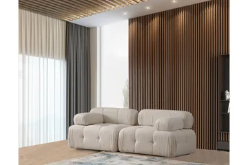 Belgin Bubblig Djup Soffa 2-sits med fasta armstöd - Cream / Beige / Ljus - Möbler - Soffa - Modulsoffor - Komplett modulsoffa