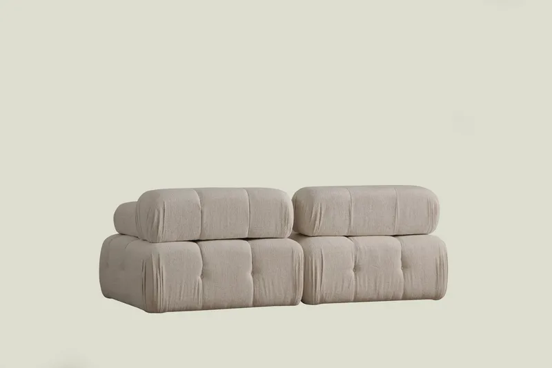Belgin Bubblig Djup Soffa 2-sits med fasta armstöd - Cream / Beige / Ljus - Möbler - Soffa - Modulsoffor - Komplett modulsoffa