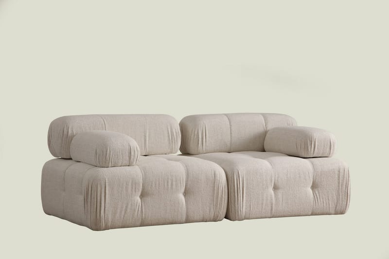Belgin Bubblig Djup Soffa 2-sits med fasta armstöd - Cream / Beige / Ljus - Möbler - Soffa - Modulsoffor - Komplett modulsoffa